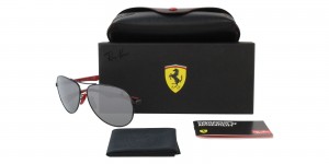 RAY BAN FERRARI LIMITED EDITION RB8313M BLACK : GREY LENS MIRROR SUNGLASSES