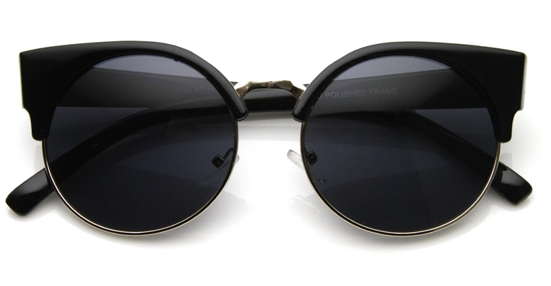 Watermark Black Cat Eye Vintage Sunglasses with Grey Lenses-Balboa 