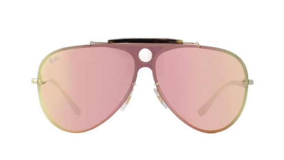 RAY BAN BLAZE SHOOTER RB3581N GOLD / PINK LENS MIRROR SUNGLASSES