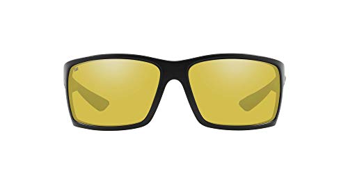 Costa Del Mar Men's Reefton Polarized Rectangular Sunglasses, Blackout/Silver Sunrise Mirrored Polarized-580G, 64 mm