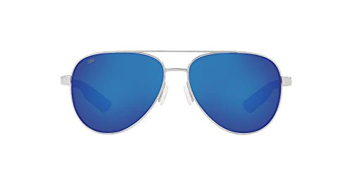Costa Del Mar Peli Polarized Aviator Sunglasses, Shiny Silver:Blue Multi:Blue Mirrored Polarized
