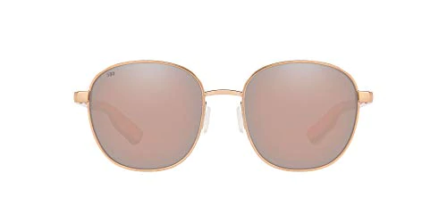 Costa Del Mar Women's Egret Polarized Square Sunglasses, Rose Gold:Copper Silver Mirrored Polarized